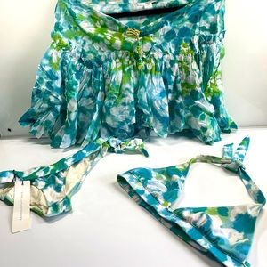 New w/Tags DVF 3 piece swim set {bikini top & bottom + skirt}